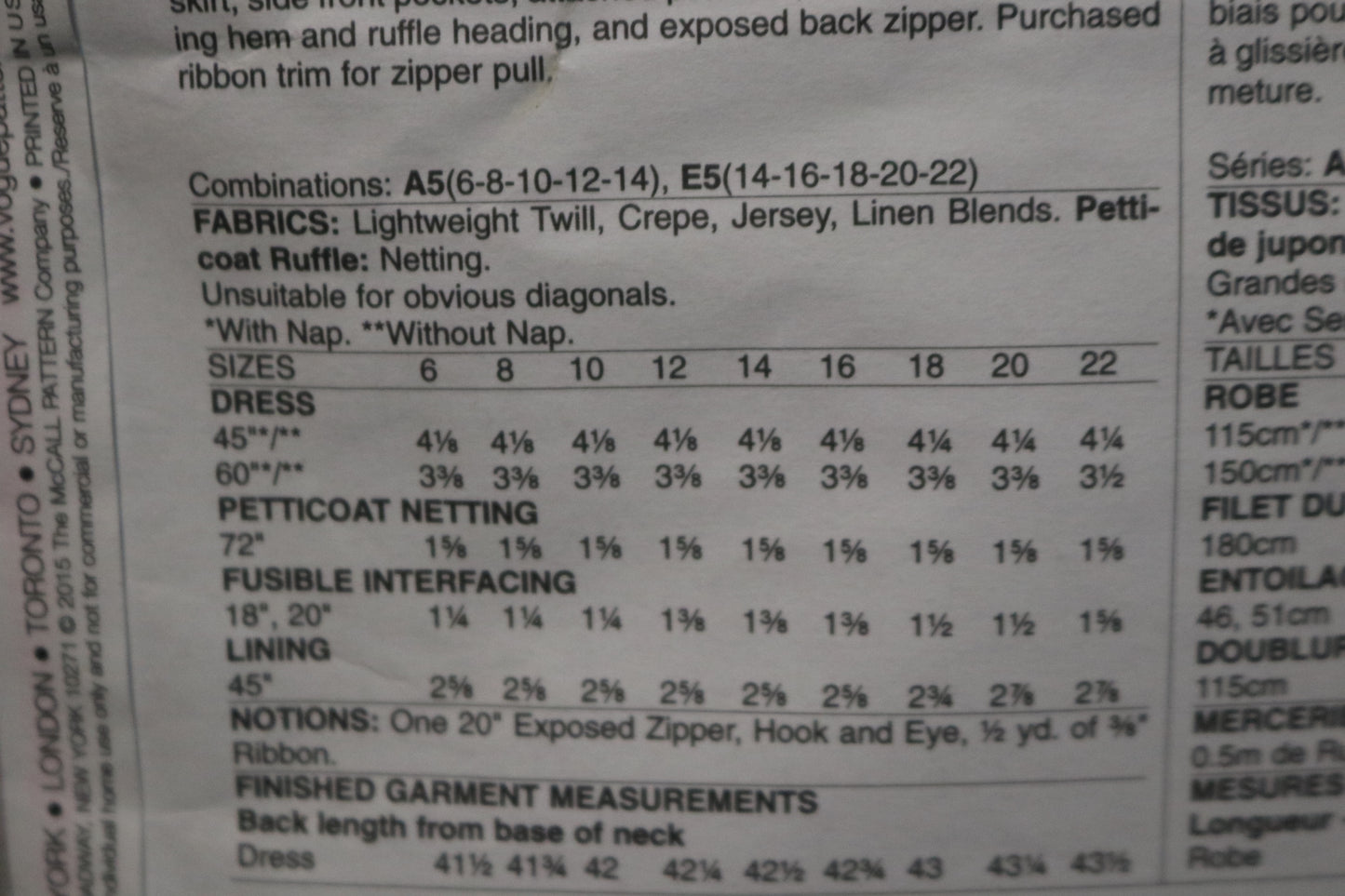 Vogue 1433 Tracy Reese Misses / Misses Petite Dress Sewing Pattern UNCUT Size 14 16 18 20 22