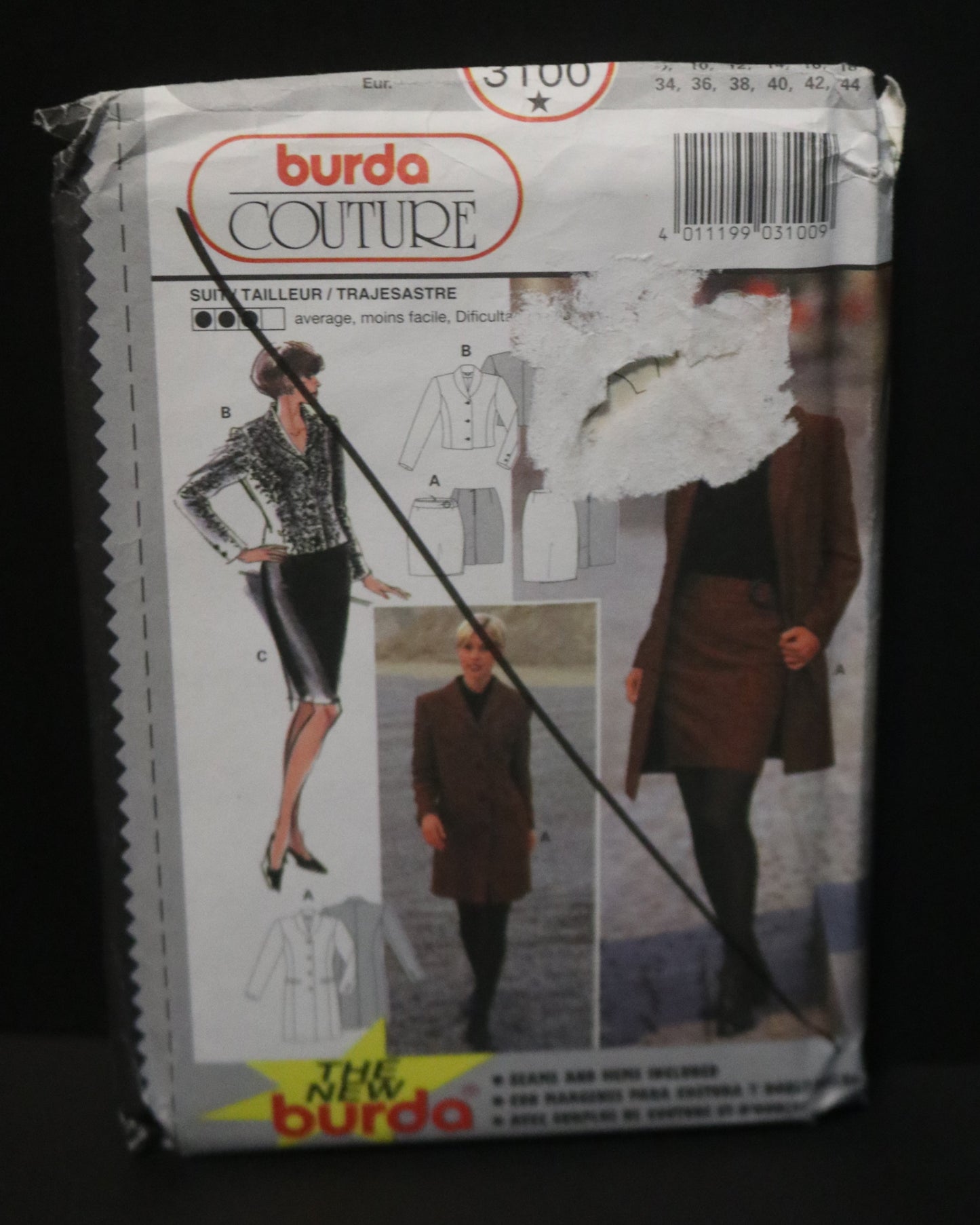 Burda 3100 Misses Jacket and Skirt Sewing Pattern - UNCUT - Size 8 10 12 14 16 18