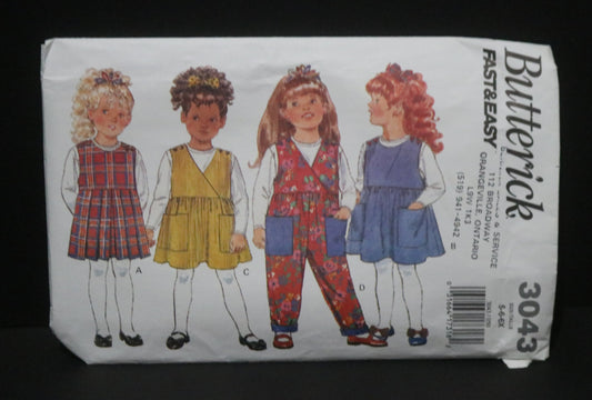 Butterick 3043 Children's Girls Jumper Jumpsuit and Top Sewing Pattern  - UNCUT - Sizes 5 6 6x