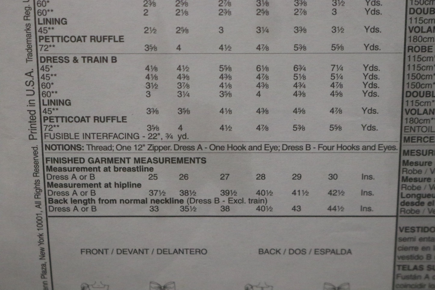 McCalls 4285 Children's Girls Lined Dresses with detachable Train Sewing Pattern UNCUT Size 6 7 8