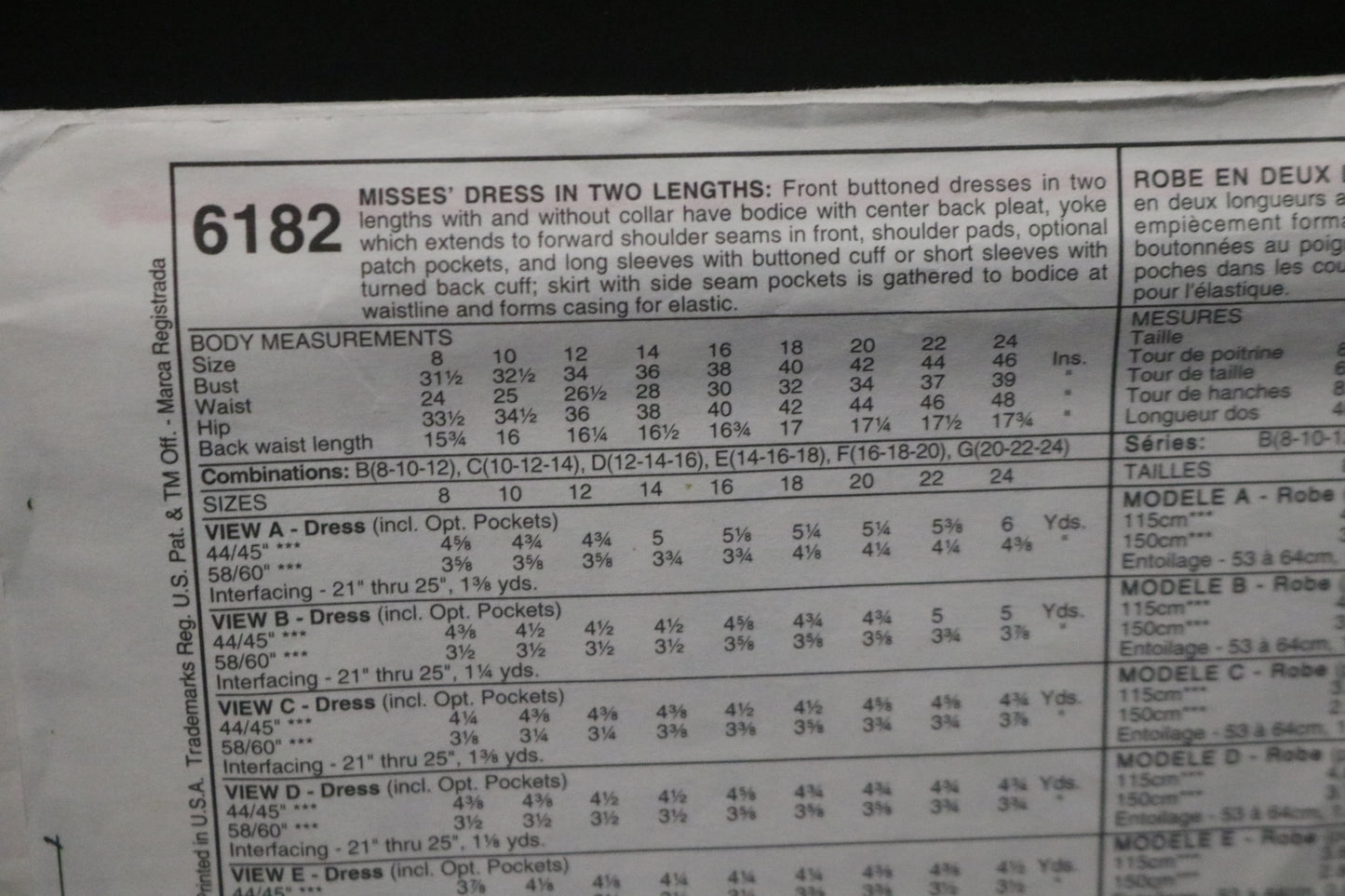 McCalls 6182 Misses Dress in Two Lengths Sewing Pattern - UNCUT - Size 14 16 18