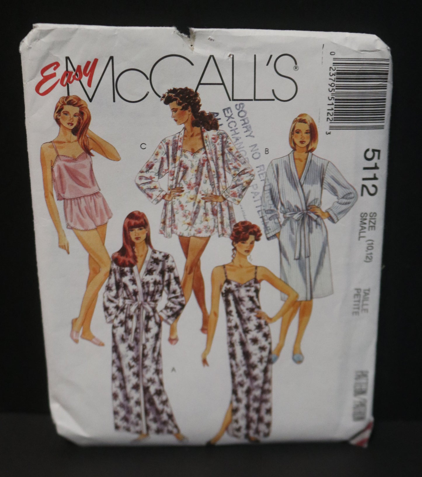 McCalls 5112 Misses Sleepwear Sewing Pattern - UNCUT - Size Small ( 10,12)