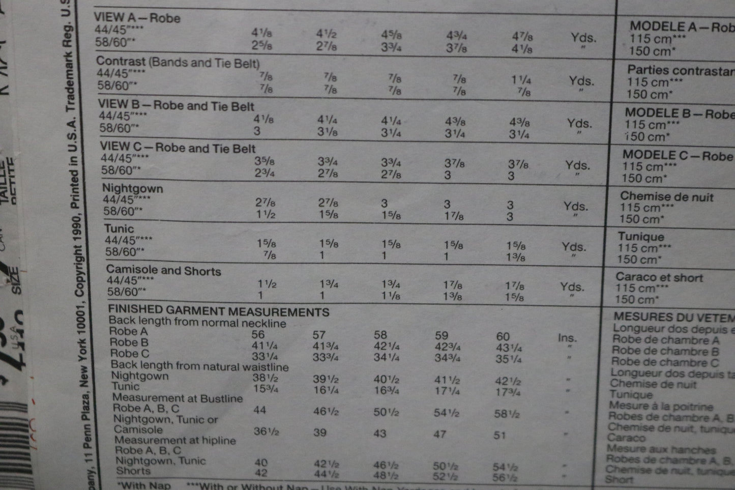 McCalls 5112 Misses Sleepwear Sewing Pattern - UNCUT - Size Small ( 10,12)