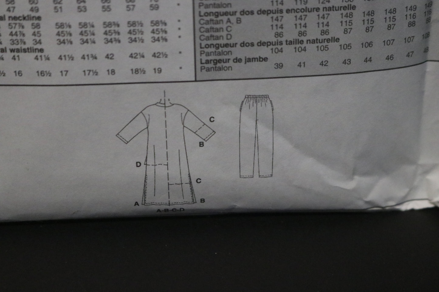McCalls 2525 Womens Caftan in Three LEngths and Pull on Pants Sewing Pattern UNCUT Size 22w 24w 26w28w 40 42 44 46