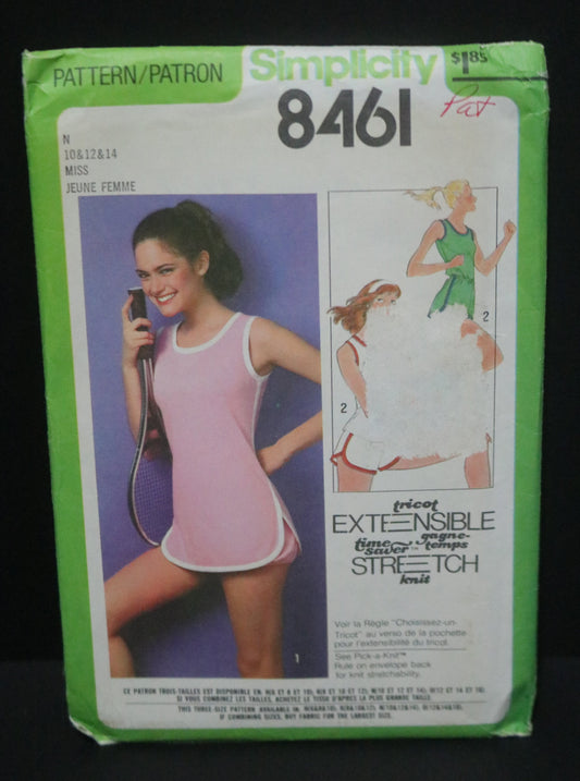 70s Simplicity 8461 Misses Pullover Dress and Bloomers Top and Shorts Sewing Pattern UNCUT Size 10 12 14