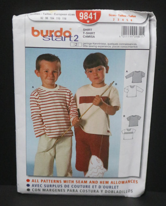 Burda 9841 Boys T shirt Sewing Pattern - UNCUT Size 2 3 4 5 6