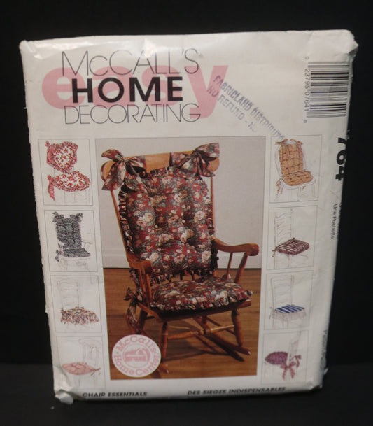 McCalls 764 Chair Cushions Sewing Pattern - UNCUT