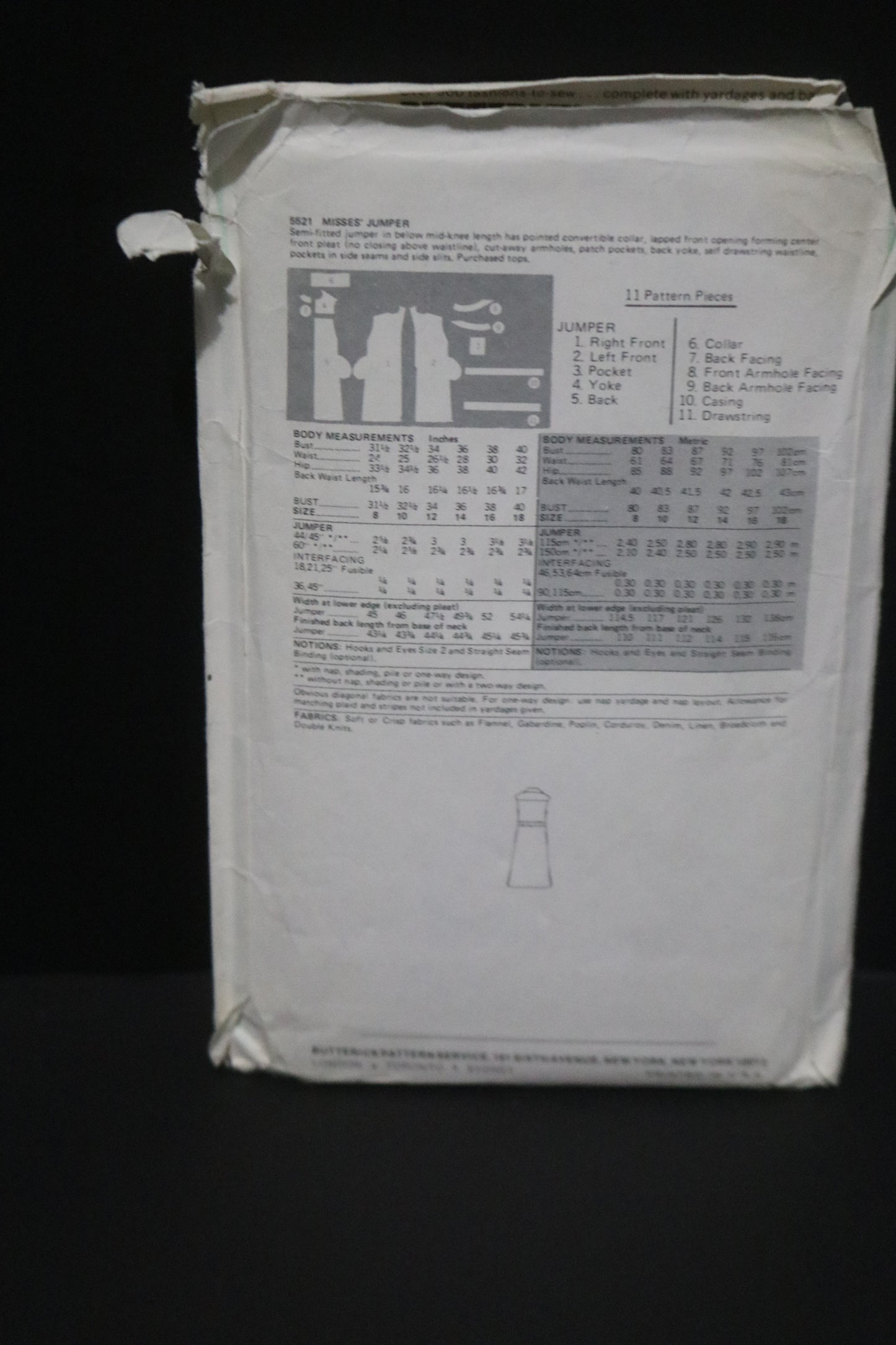 Butterick 5521 Jumper Dress Sewing Pattern - UNCUT - Size 14