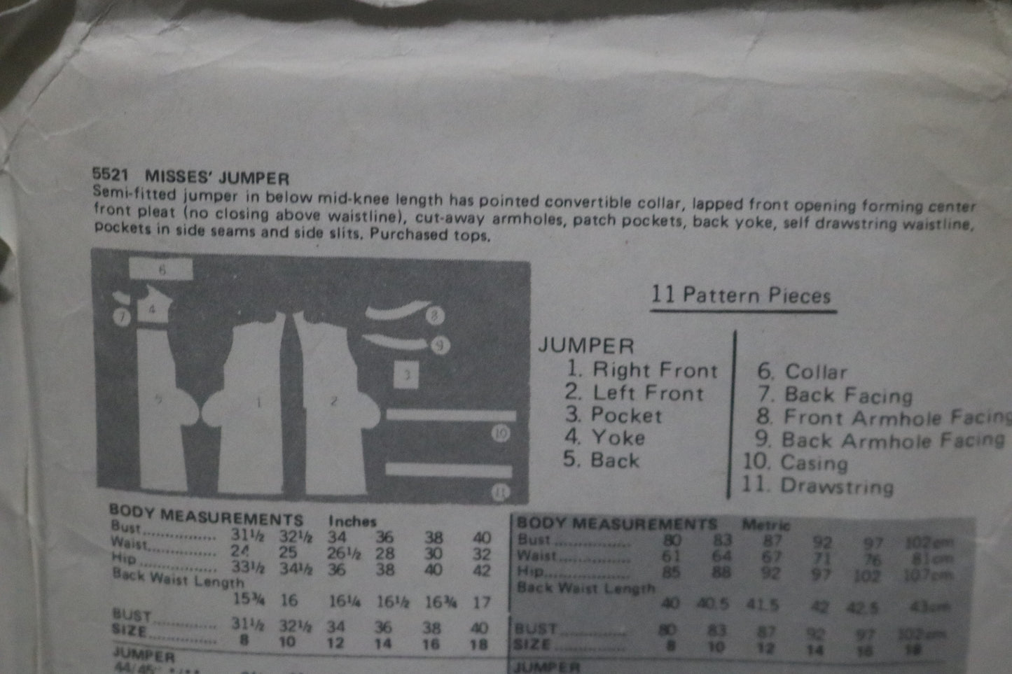 Butterick 5521 Jumper Dress Sewing Pattern - UNCUT - Size 14