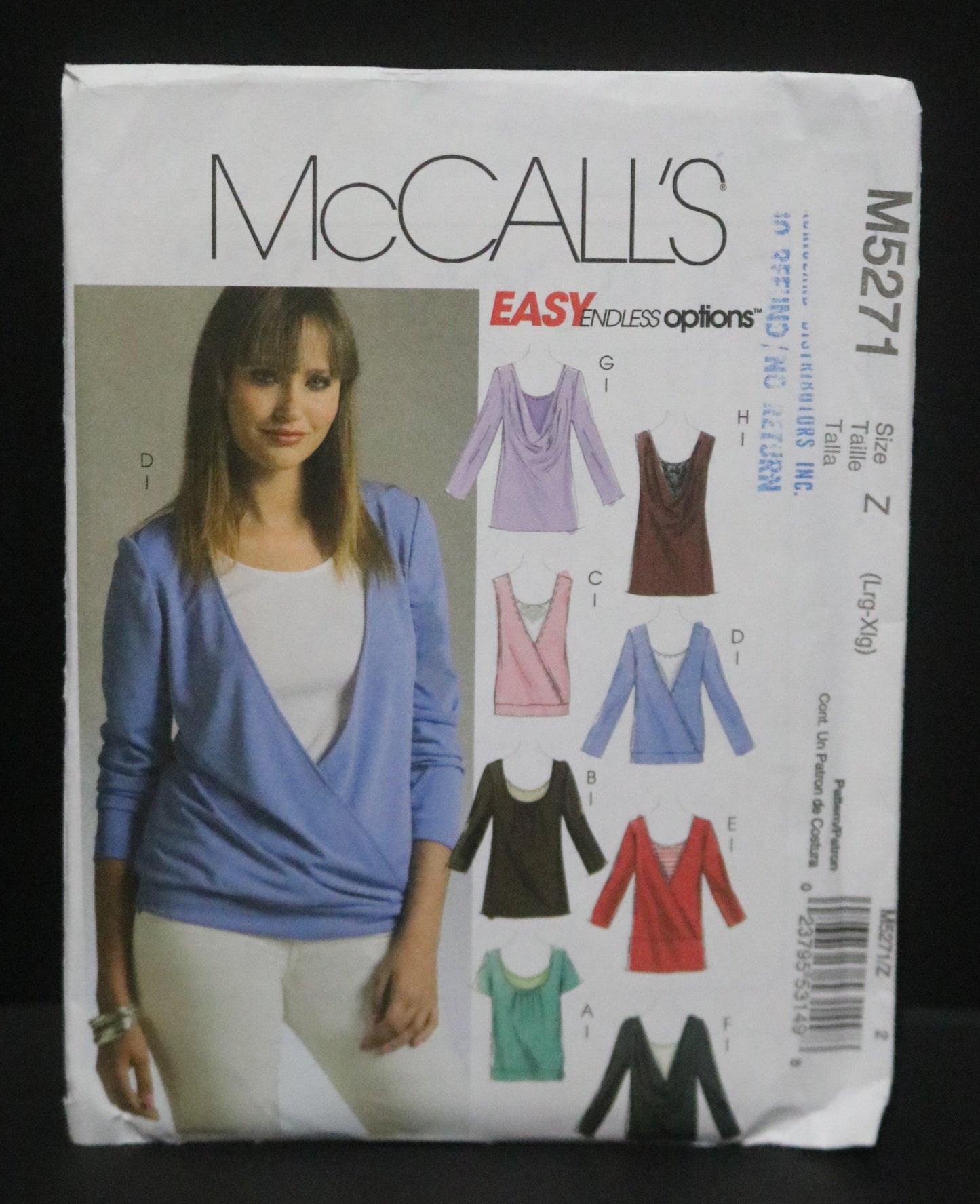 McCalls 5271 Misses Tops and Tank Top Sewing Pattern UNCUT - Size Lrg - Xlg