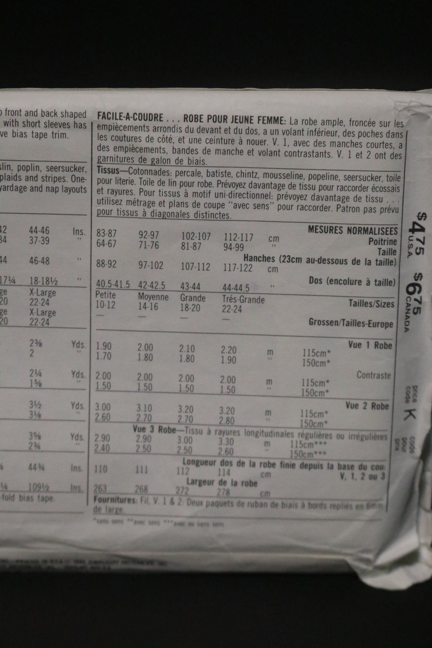 Simplicity 7481  Misses Easy to Sew Dress Sewing Pattern  UNCUT Size XL