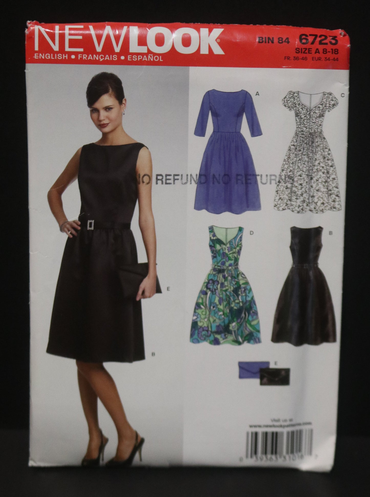 New Look 6723 Misses Day or Evening Dress and Purse Sewing Pattern - UNCUT - Size 8 - 18