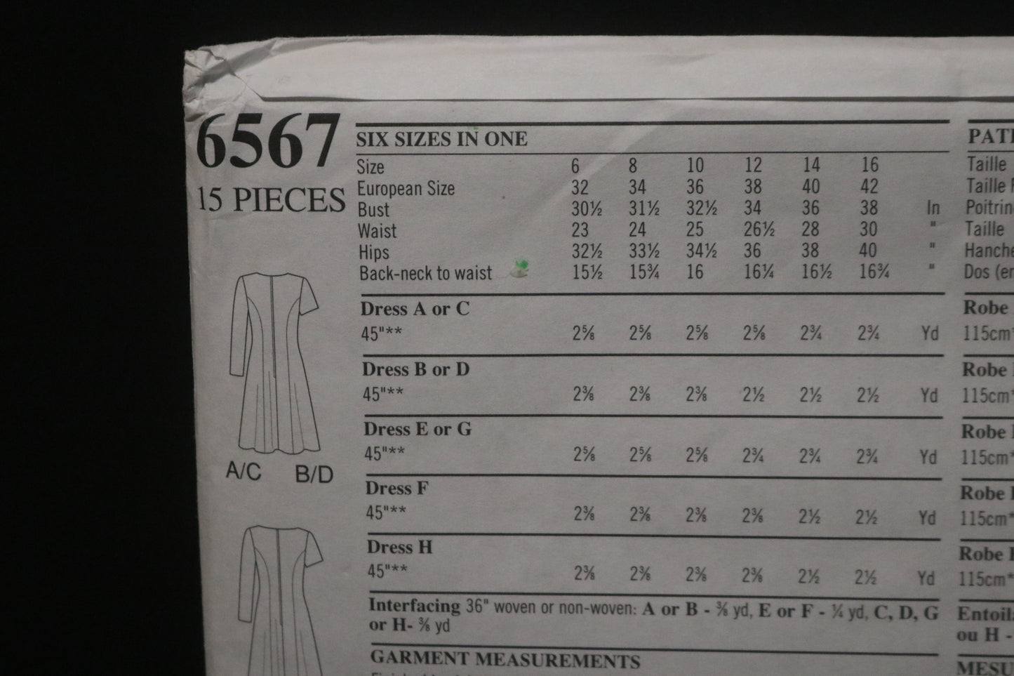 New look 6567 Misses Dresses with Neckline and Sleeve variations Sewing Pattern - UNCUT - Size 6 - 16