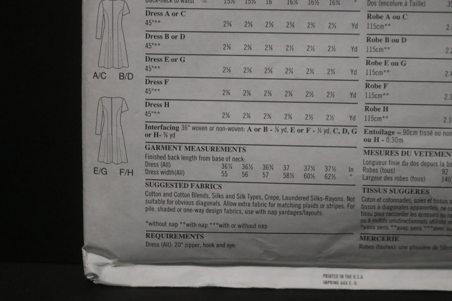 New look 6567 Misses Dresses with Neckline and Sleeve variations Sewing Pattern - UNCUT - Size 6 - 16