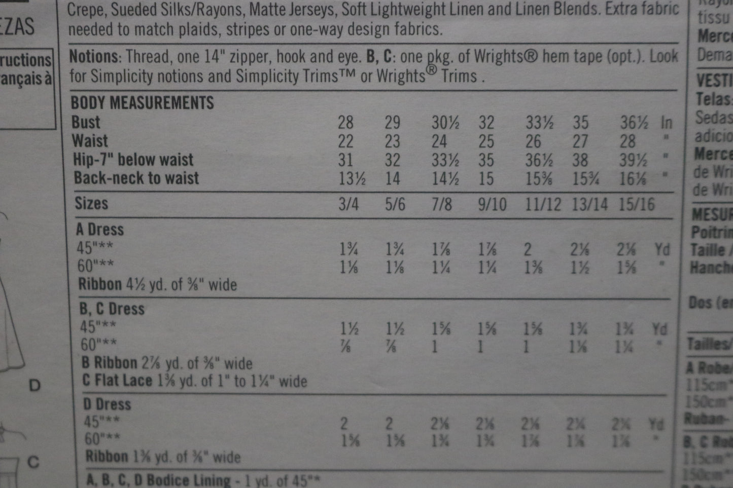 Simplicity 5112 Juniors Dress in Two Lengths with bodice and Hemline Variations Sewing Pattern UNCUT Size 3/4 - 9/10