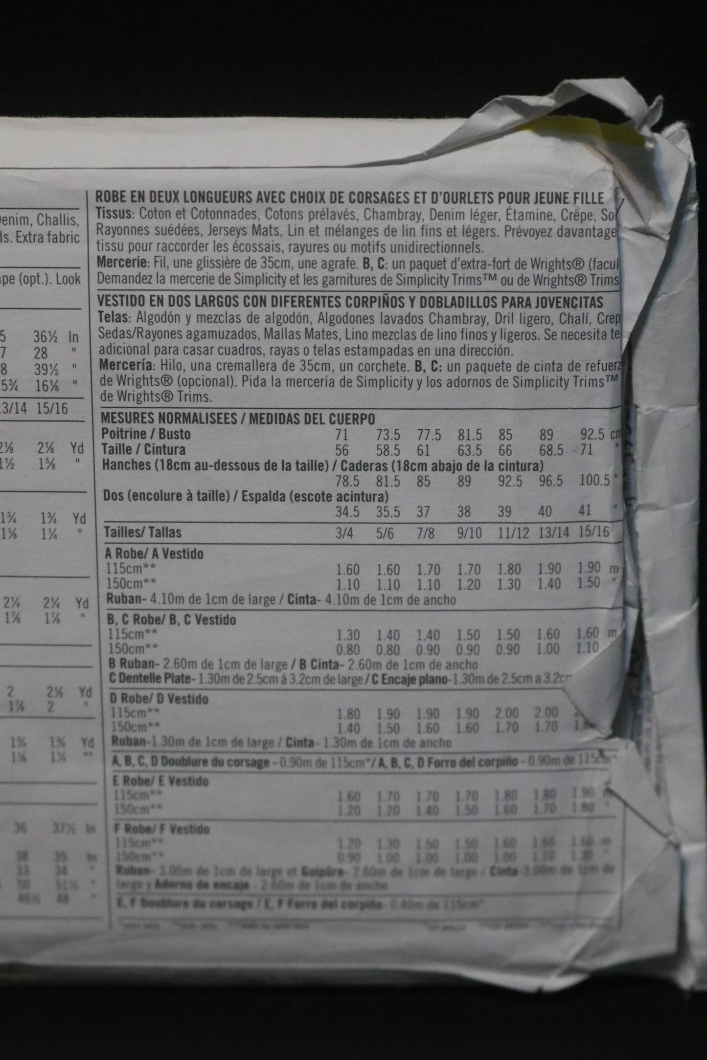 Simplicity 5112 Juniors Dress in Two Lengths with bodice and Hemline Variations Sewing Pattern UNCUT Size 3/4 - 9/10