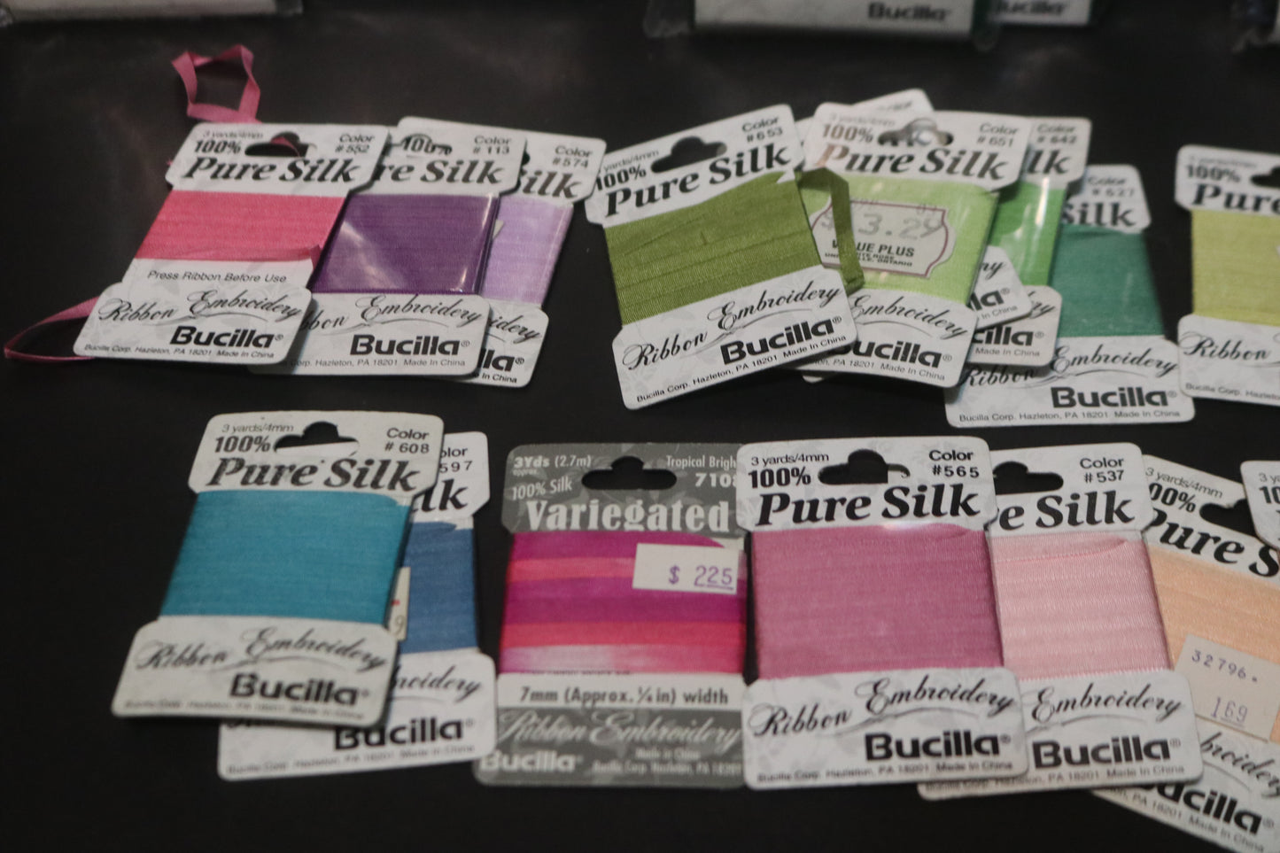 Bucilla Silk Ribbon Embroidery Fabric and Silk Ribbon - Mixed Lot 26 pieces