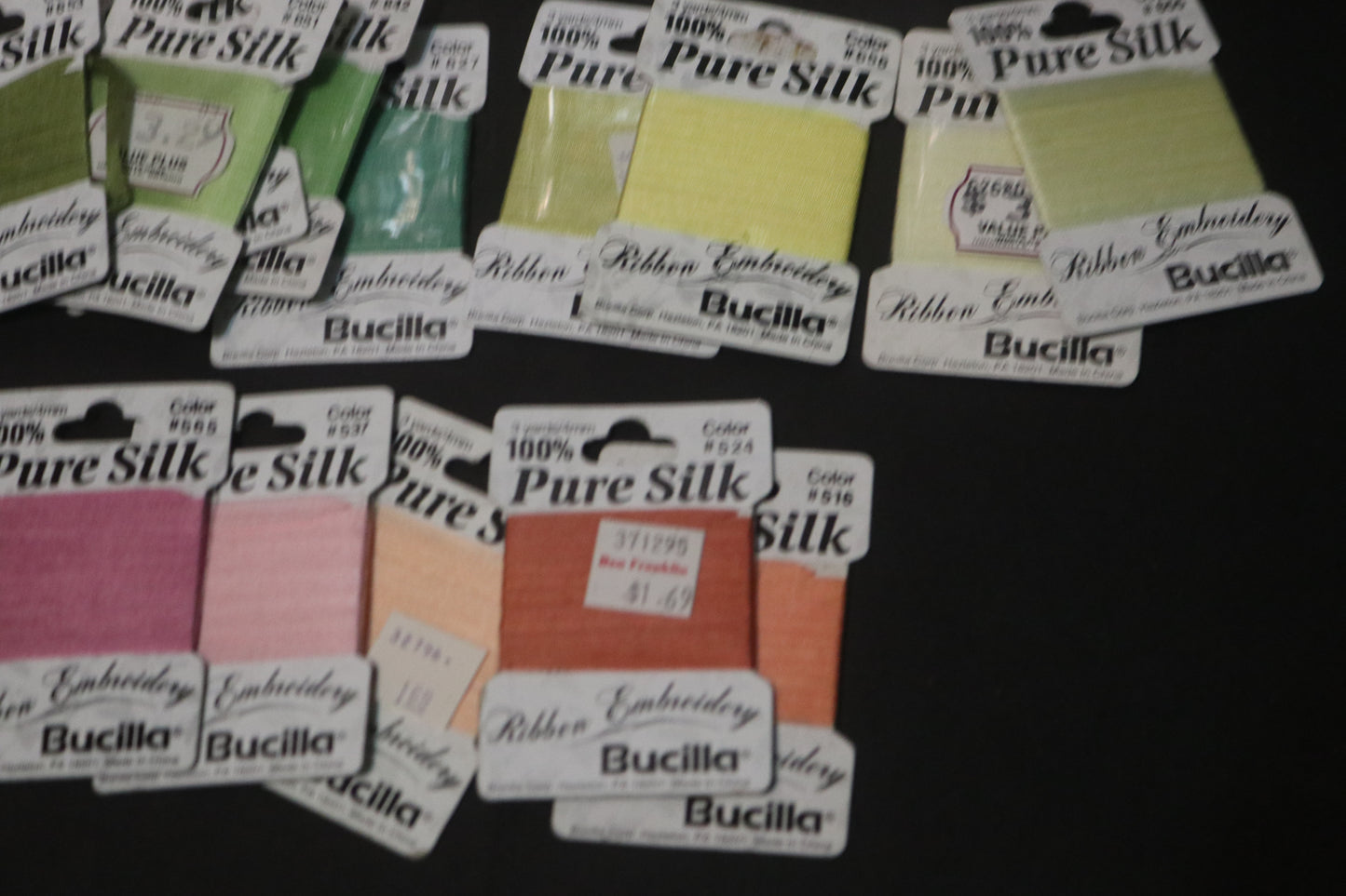 Bucilla Silk Ribbon Embroidery Fabric and Silk Ribbon - Mixed Lot 26 pieces