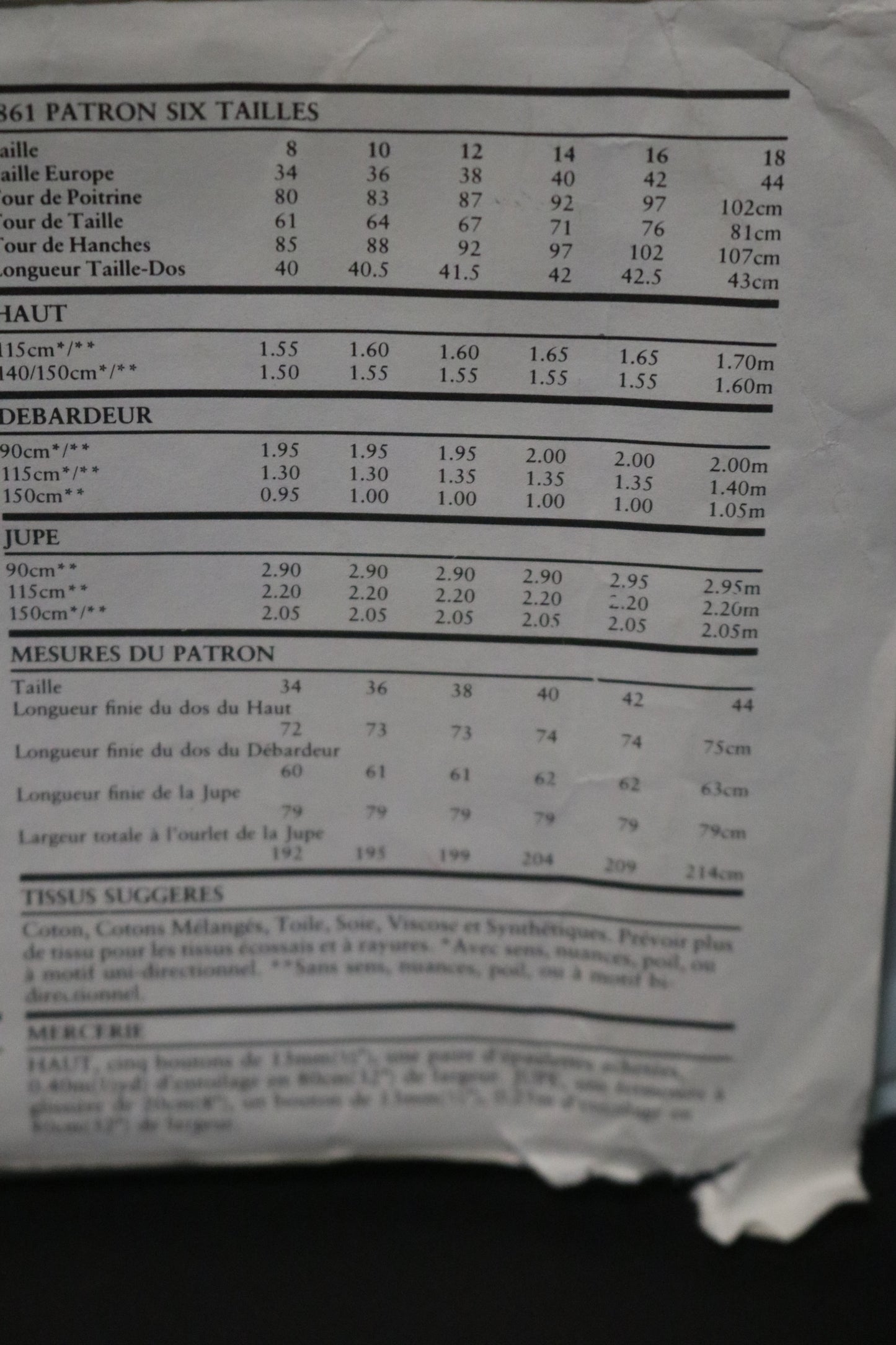 New Look 6861 Jacket Top and Skirt Sewing Pattern UNCUT - Size 8 - 18