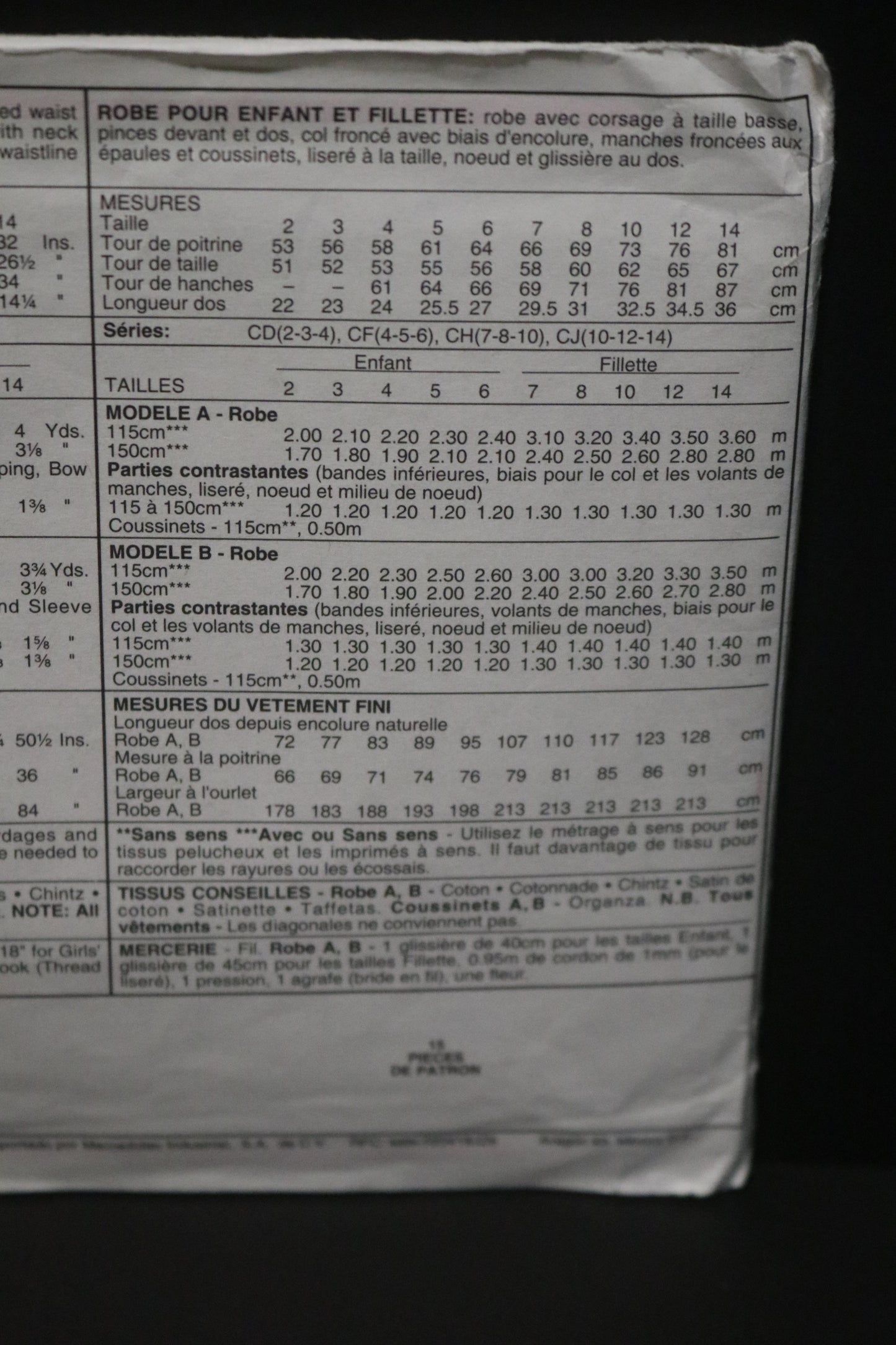 McCalls 6460 Children's Girls Dress Sewing Pattern UNCUT Size 7 8 10