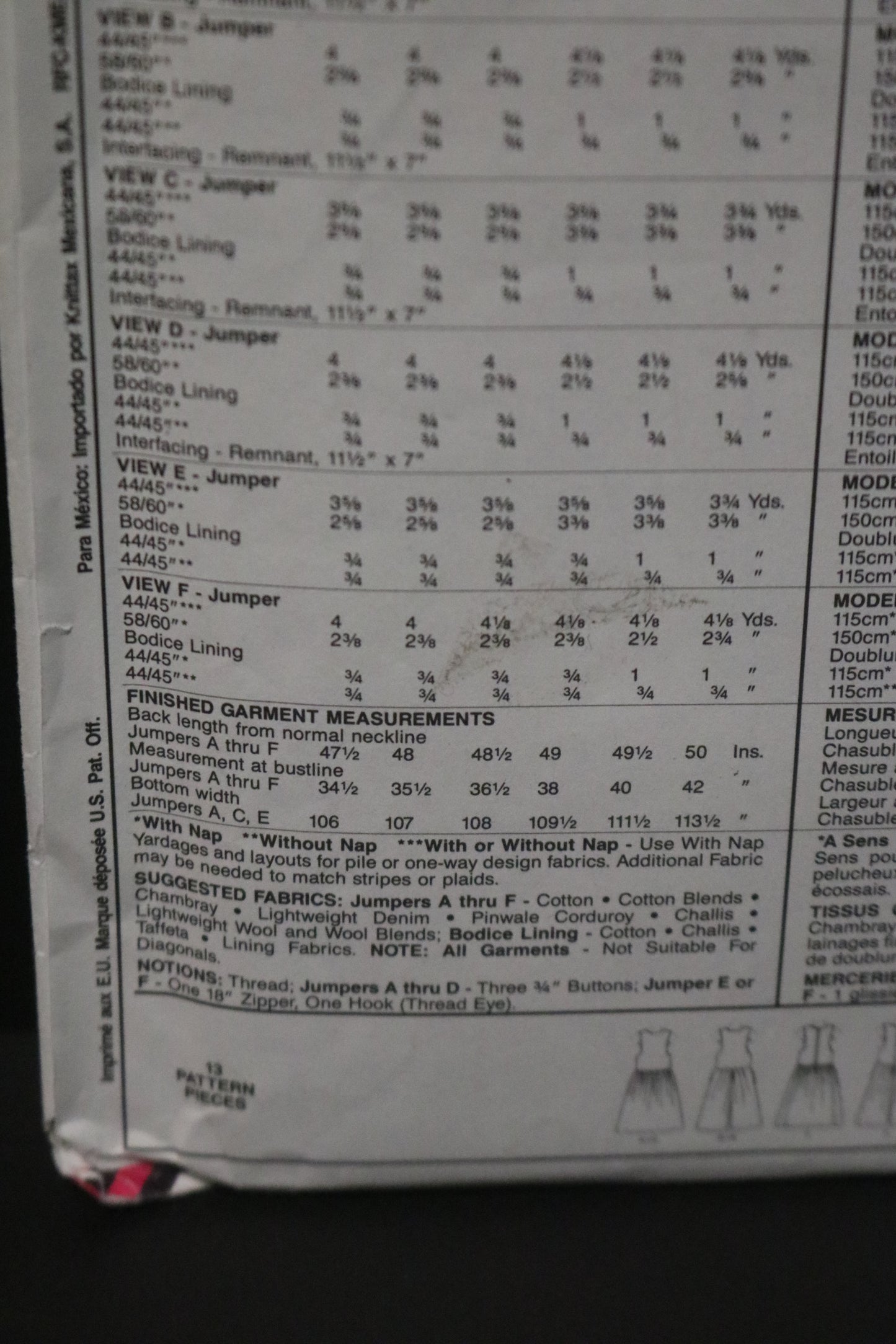 McCalls 4967 MIsses Jumper Sewing Pattern - UNCUT - Size 10 12 14
