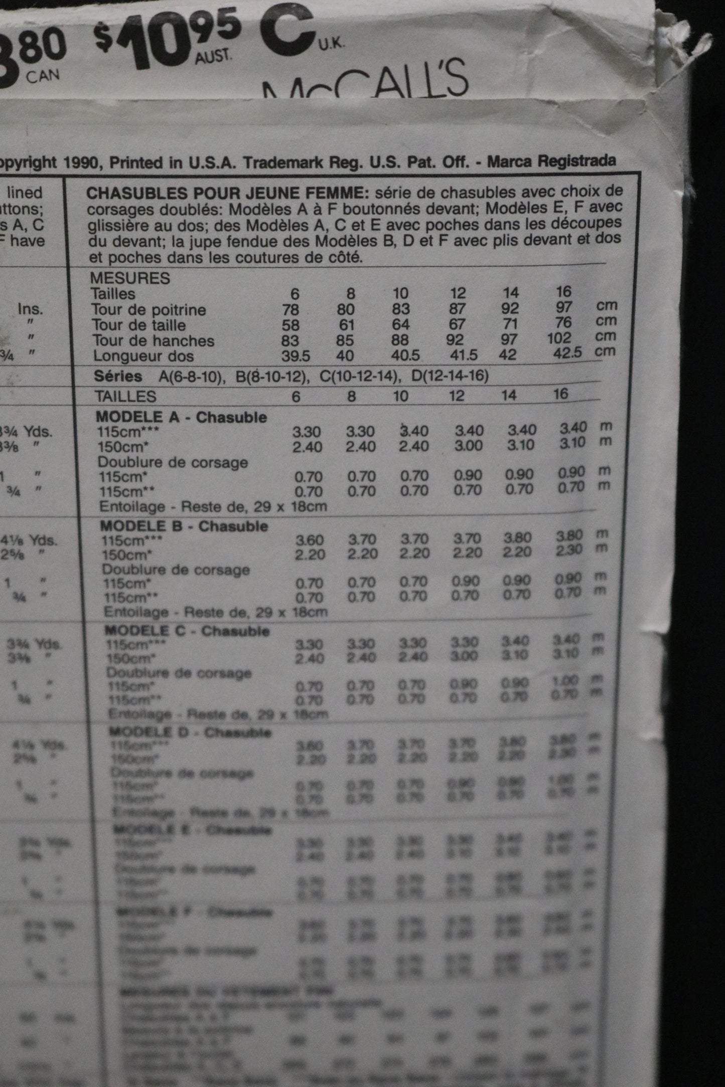 McCalls 4967 MIsses Jumper Sewing Pattern - UNCUT - Size 10 12 14