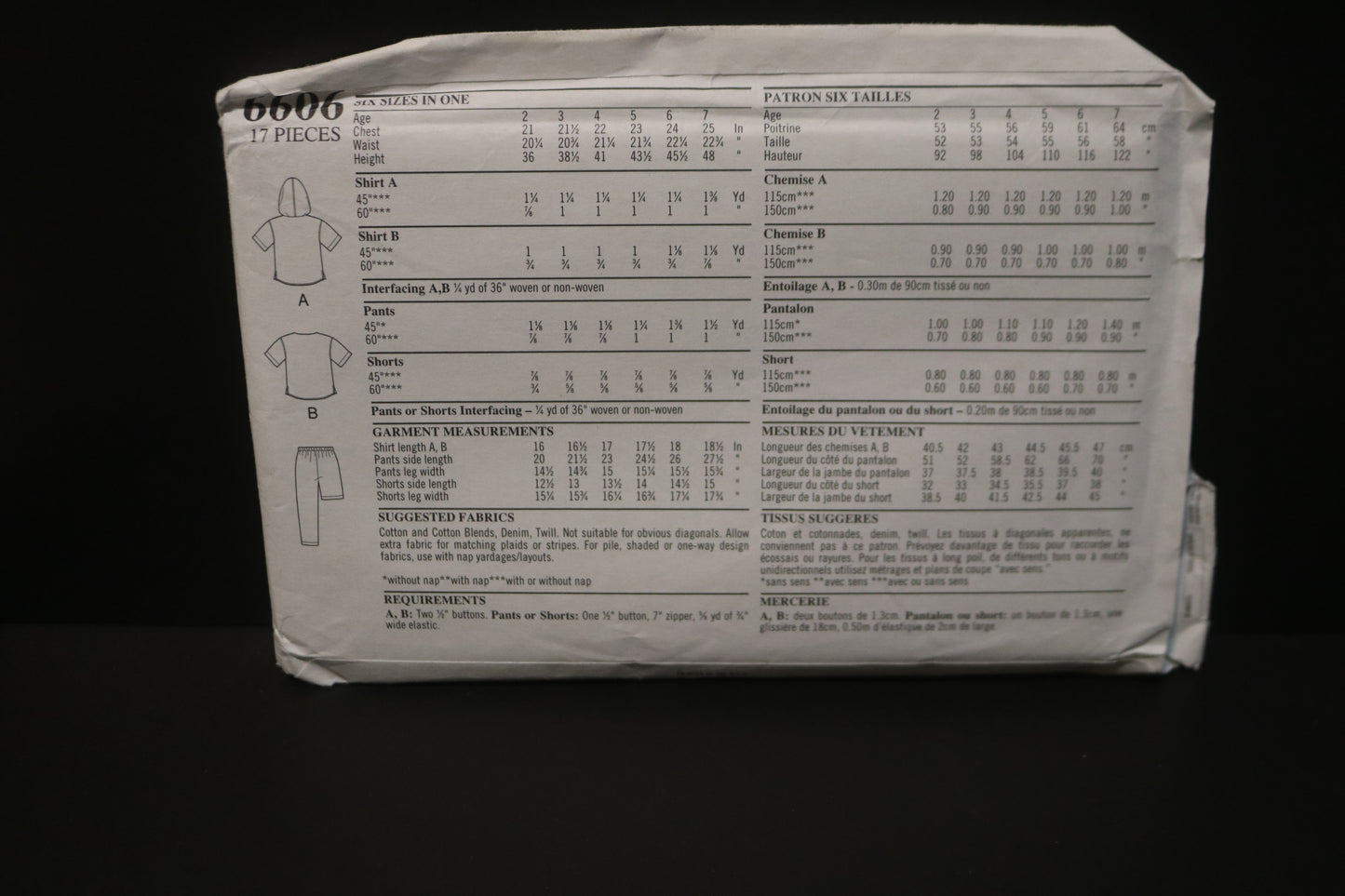 New Look 6606 Boys Top Pants and Shortd Sewing Pattern UNCUT Size 2 - 7