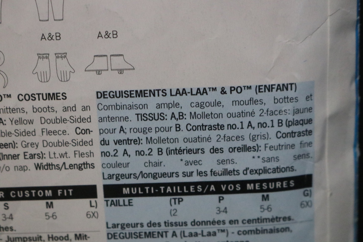 Butterick 5794 Tele Tubbies Children's LAA-LAA & PO Costumes Sewing Pattern - UNCUT - Size XS S M L