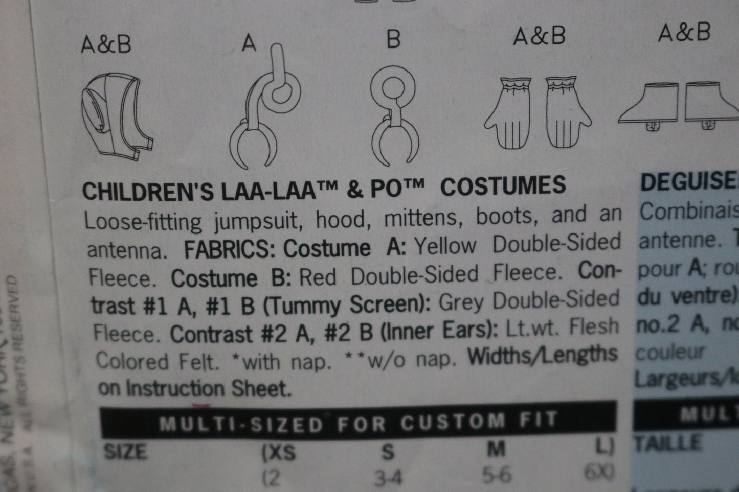 Butterick 5794 Tele Tubbies Children's LAA-LAA & PO Costumes Sewing Pattern - UNCUT - Size XS S M L