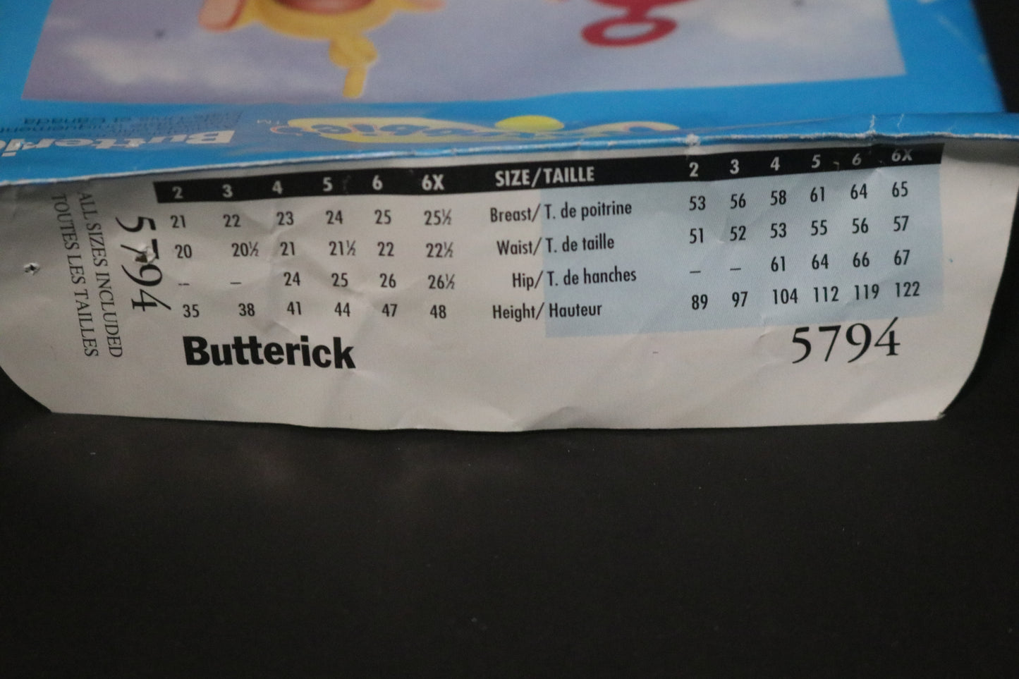 Butterick 5794 Tele Tubbies Children's LAA-LAA & PO Costumes Sewing Pattern - UNCUT - Size XS S M L