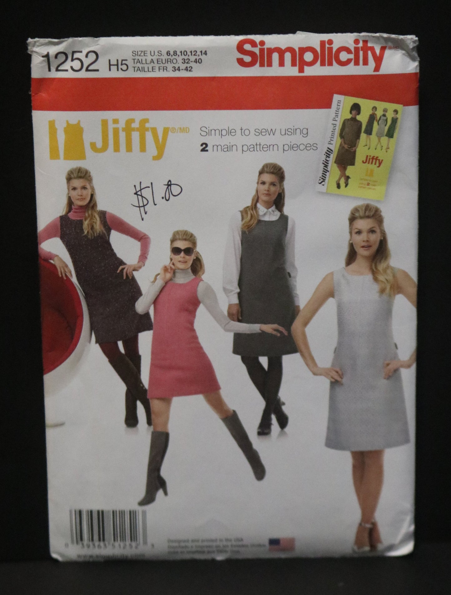 Simplicity 2998 Misses Knit Mini Dresses or Top Sewing Pattern UNCUT  Size 4 6 8 10 12
