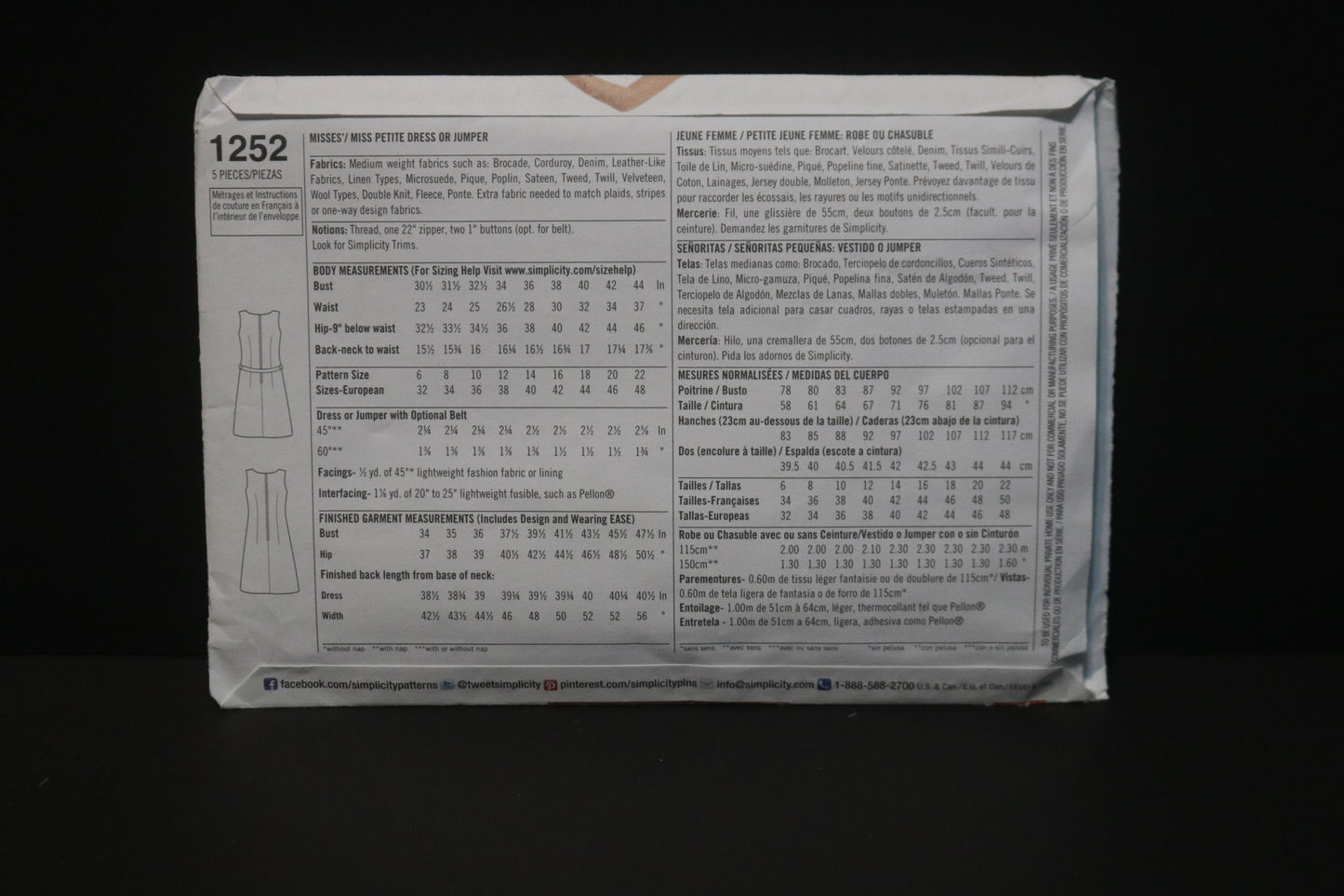 Simplicity 2998 Misses Knit Mini Dresses or Top Sewing Pattern UNCUT  Size 4 6 8 10 12