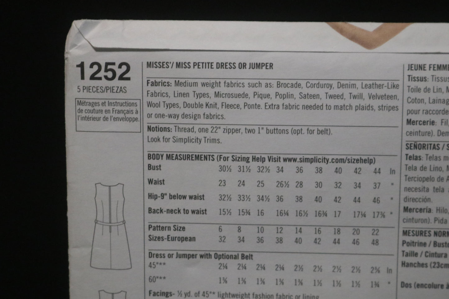 Simplicity 2998 Misses Knit Mini Dresses or Top Sewing Pattern UNCUT  Size 4 6 8 10 12