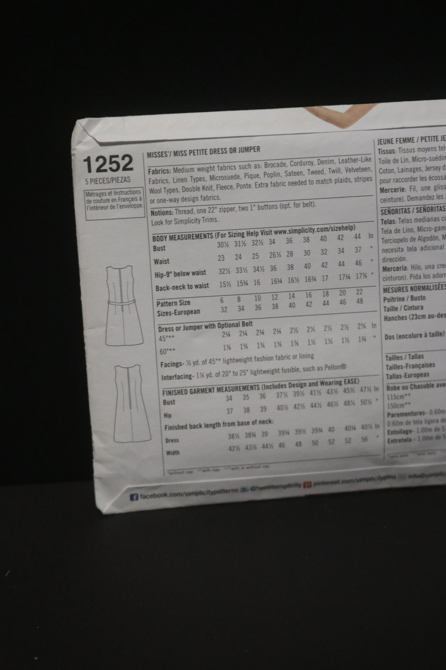 Simplicity 2998 Misses Knit Mini Dresses or Top Sewing Pattern UNCUT  Size 4 6 8 10 12