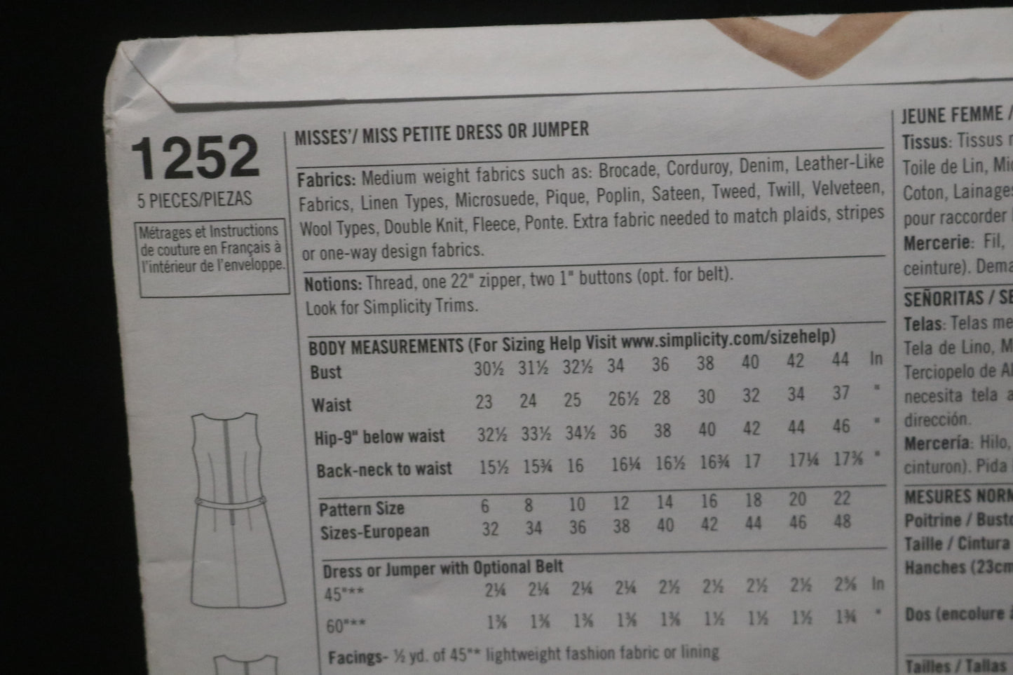 Simplicity 2998 Misses Knit Mini Dresses or Top Sewing Pattern UNCUT  Size 4 6 8 10 12