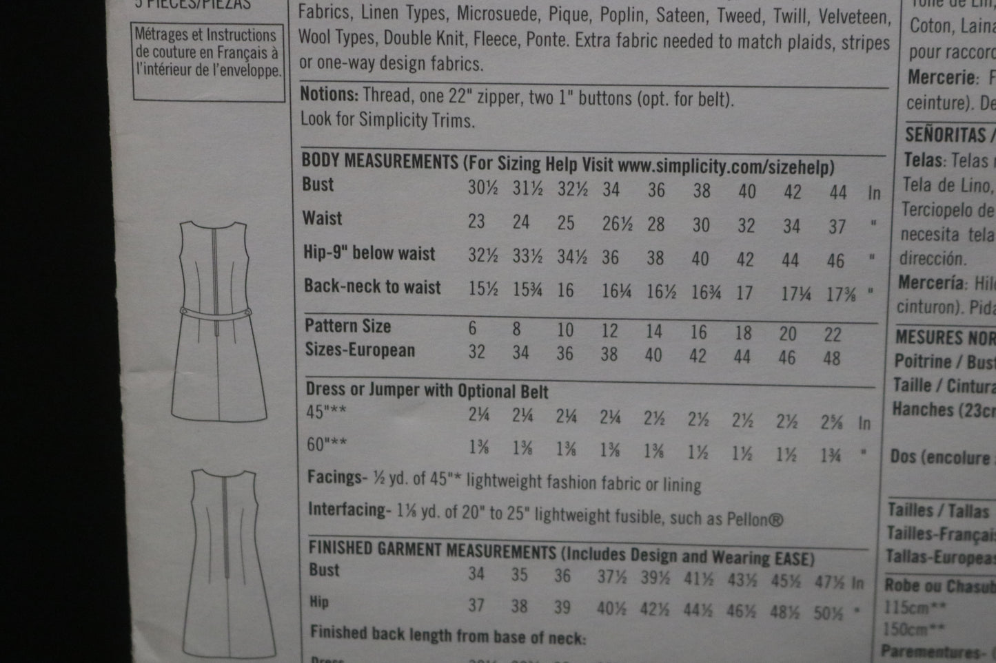 Simplicity 2998 Misses Knit Mini Dresses or Top Sewing Pattern UNCUT  Size 4 6 8 10 12