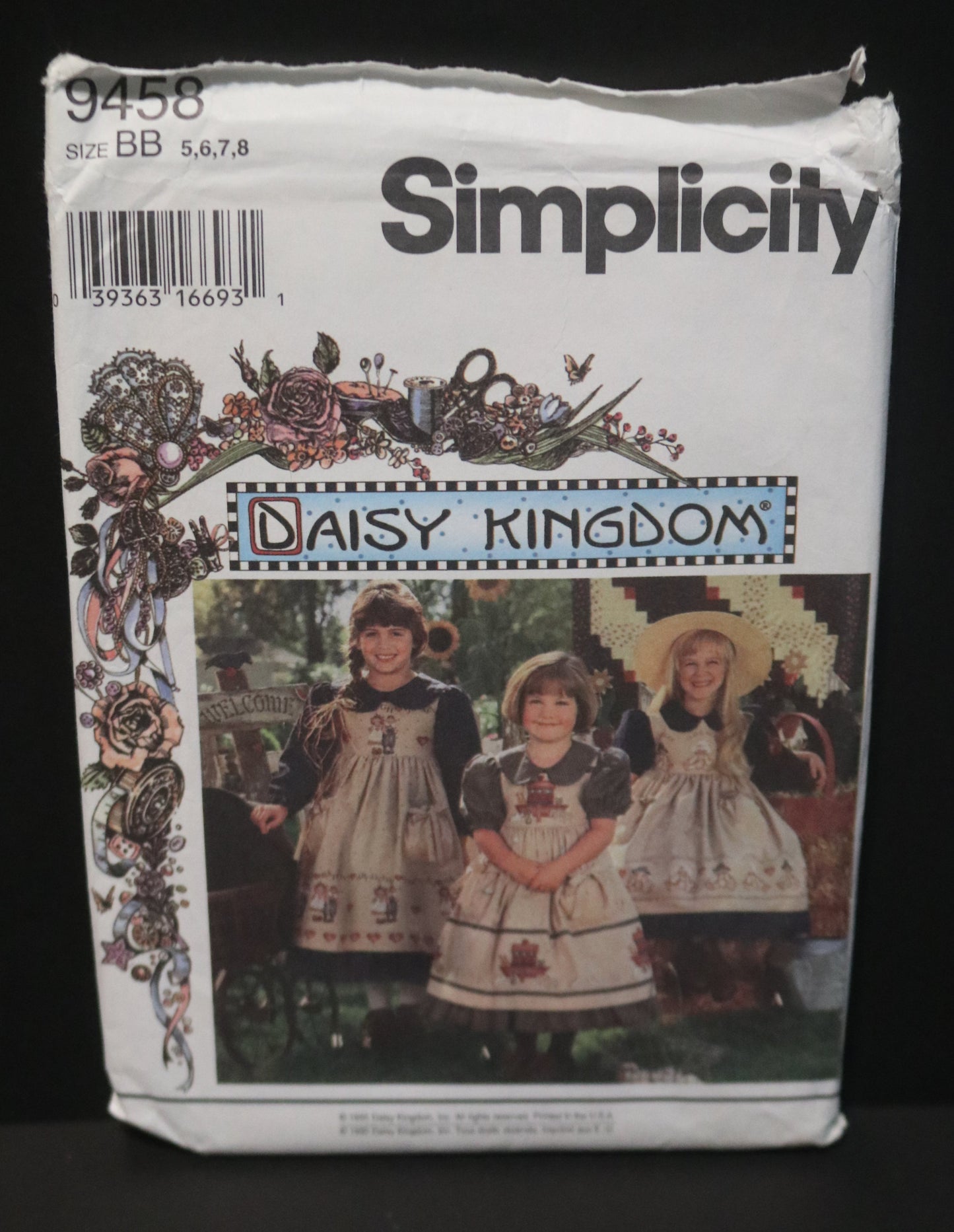 Simplicity 9458 Daisy Kingdom Girls Dress and Pinafore Sewing Pattern UNCUT Size 5 6 7 8