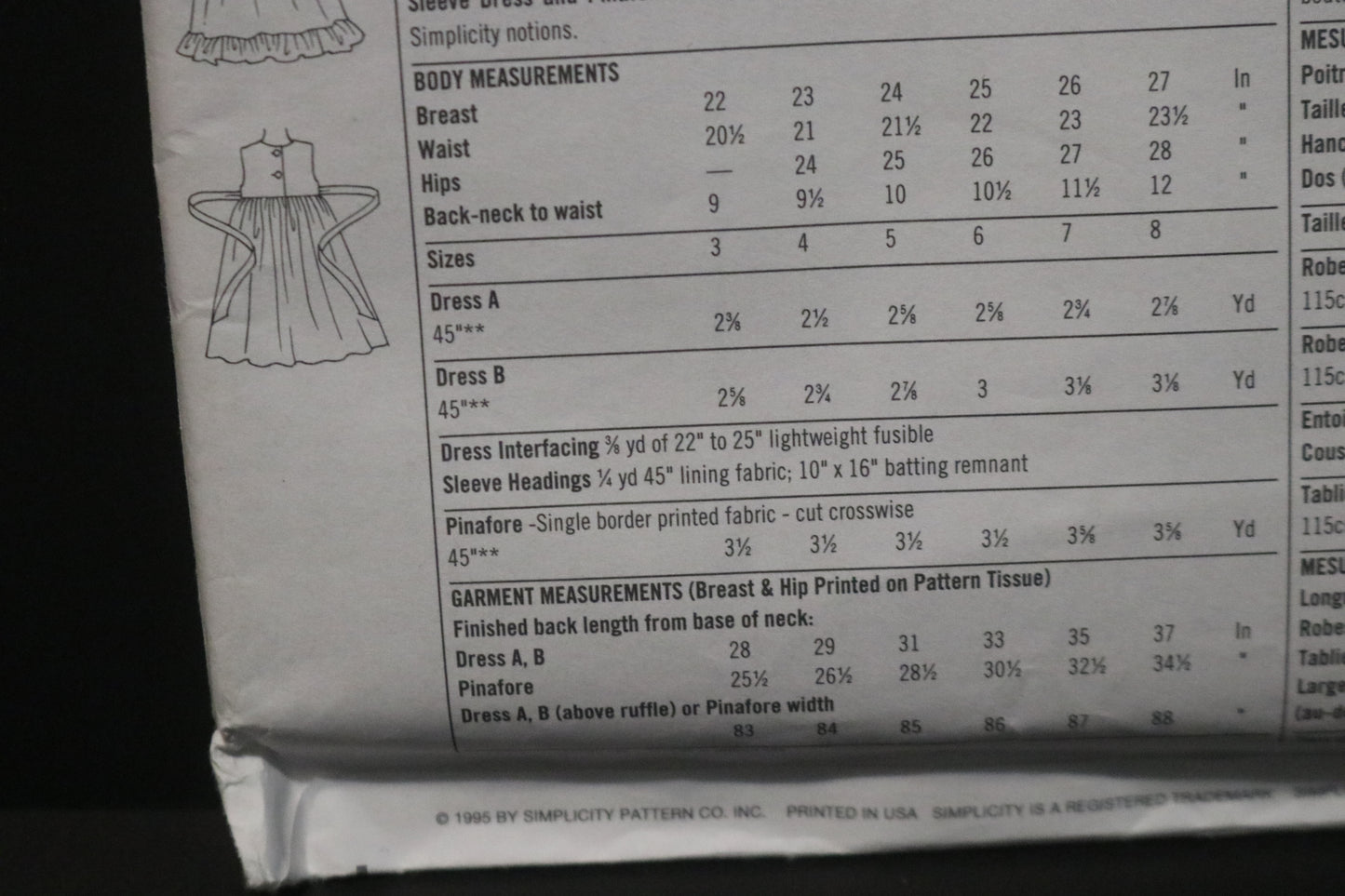 Simplicity 9458 Daisy Kingdom Girls Dress and Pinafore Sewing Pattern UNCUT Size 5 6 7 8