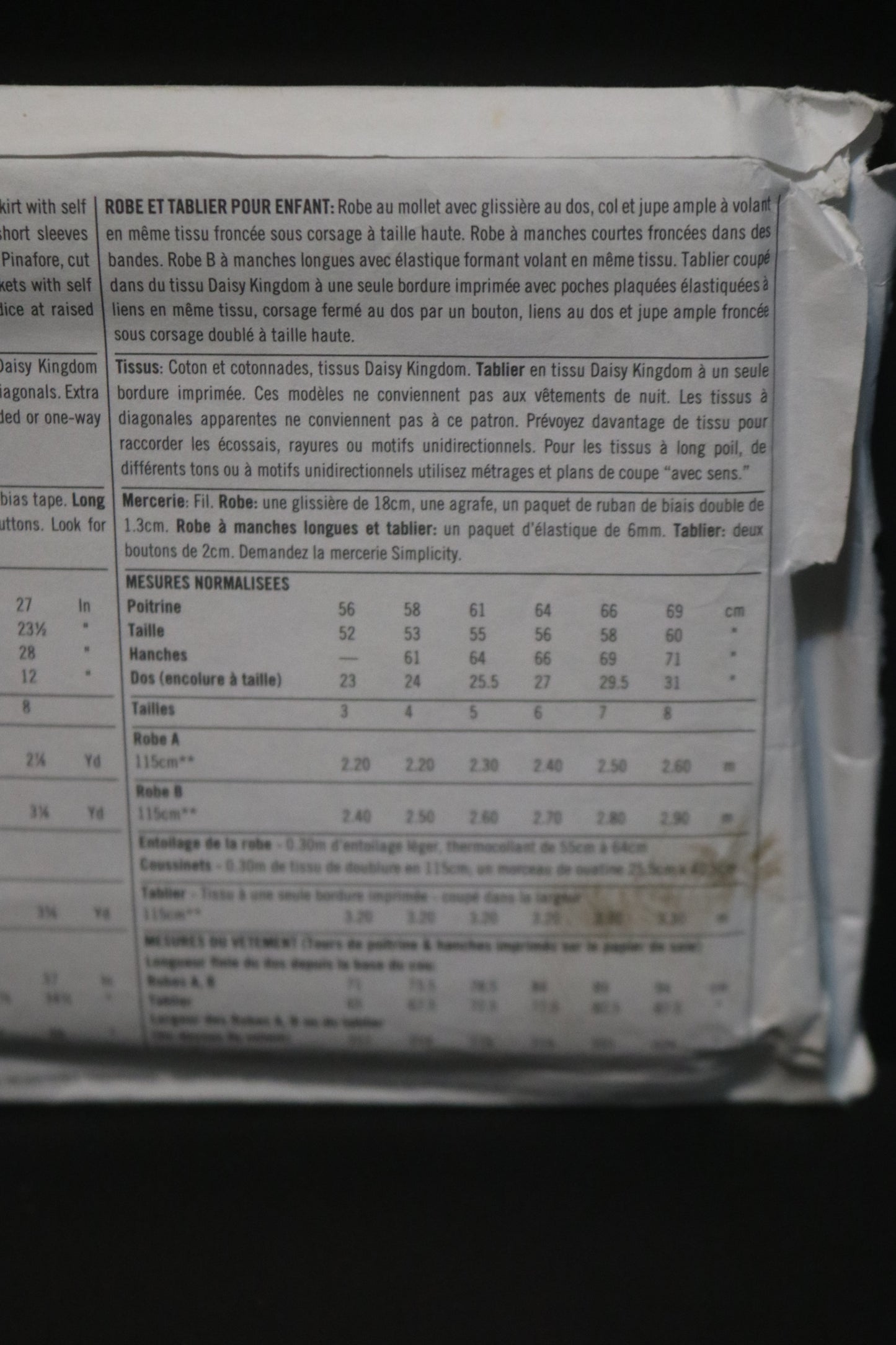 Simplicity 9458 Daisy Kingdom Girls Dress and Pinafore Sewing Pattern UNCUT Size 5 6 7 8