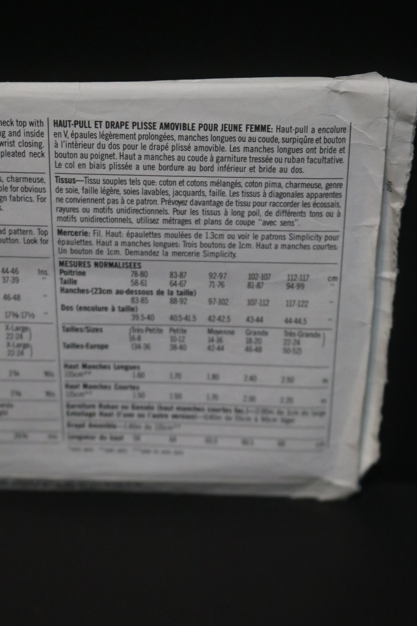 Simplicity 9524 Misses Pullover Tops and Detachable Pleated Drape Sewing Pattern - UNCUT - Size PT S M L XL