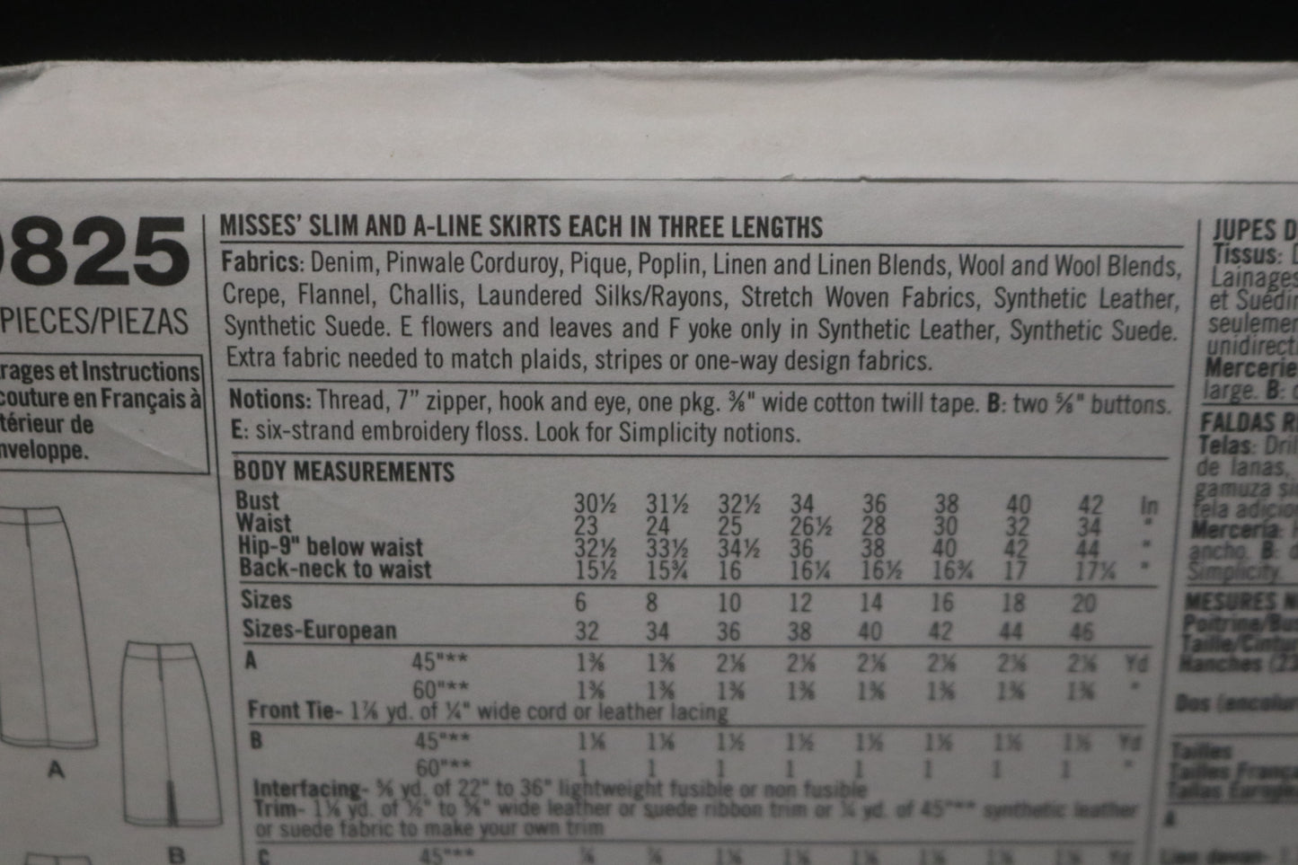 Simplicity 9825 Misses Slim and A line Skirts Each in Three Lengths Sewing Pattern - UNCUT -  Size 6 8 10 12