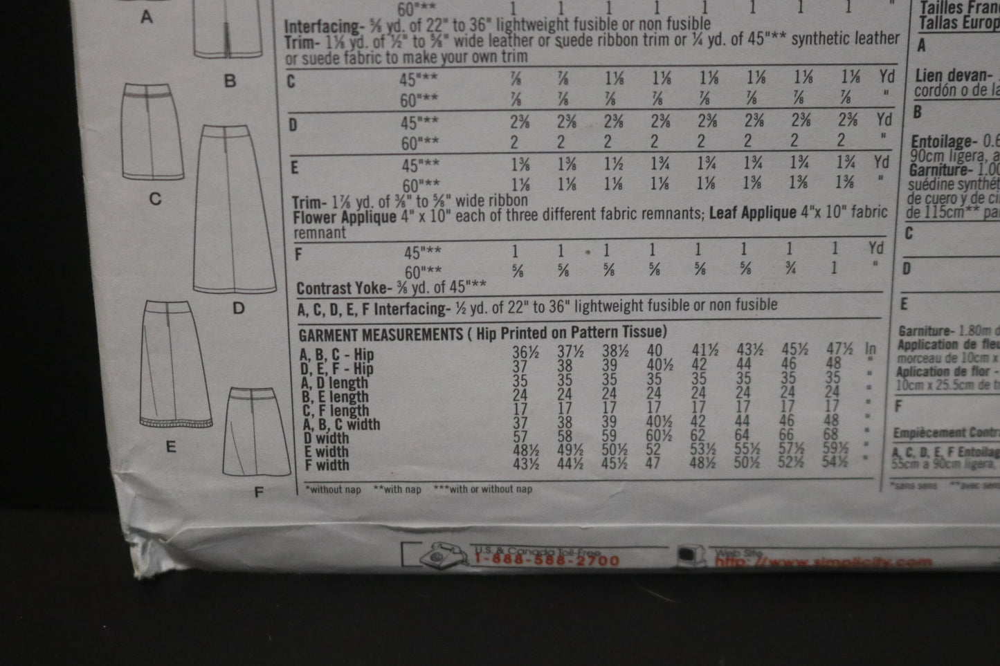 Simplicity 9825 Misses Slim and A line Skirts Each in Three Lengths Sewing Pattern - UNCUT -  Size 6 8 10 12