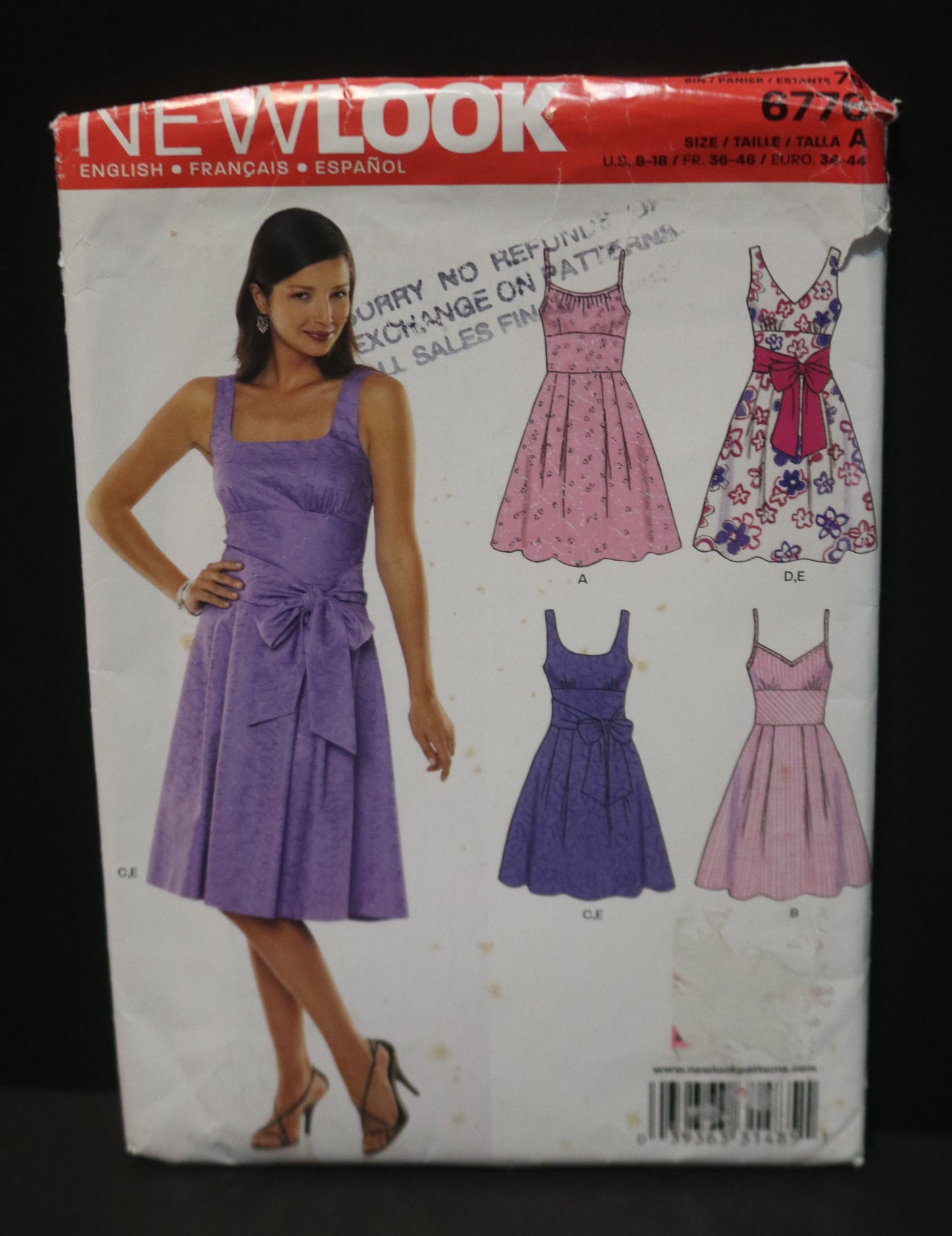 New Look 6776 Misses Dress Sewing Pattern - UNCUT - Size 8 - 18