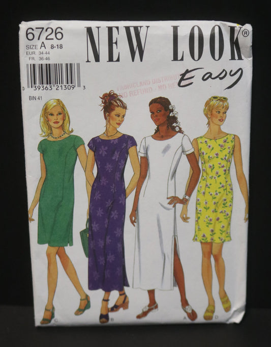 New Look 6726 Misses Dress Sewing Pattern - UNCUT - Size 8 - 18