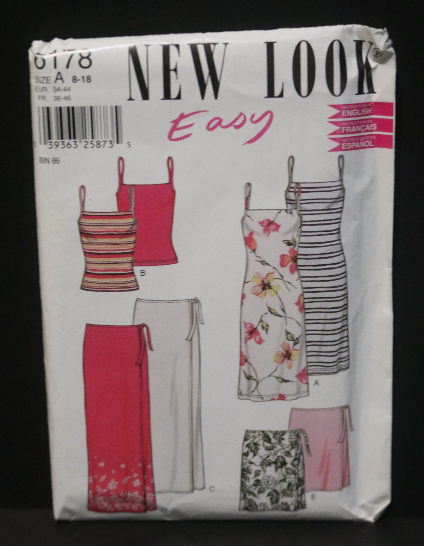 New Look 6178 Misses Wrap Skirt, Knit Tank Top and Dress Sewing Pattern - UNCUT - Size 8 - 18