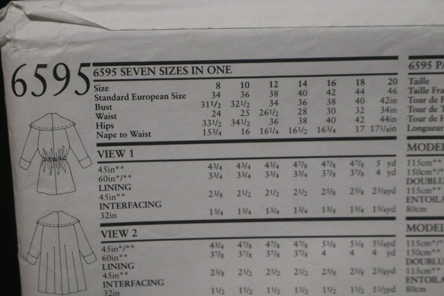 New Look 6595 Misses Jacket Sewing Pattern UNCUT Size 8 - 20