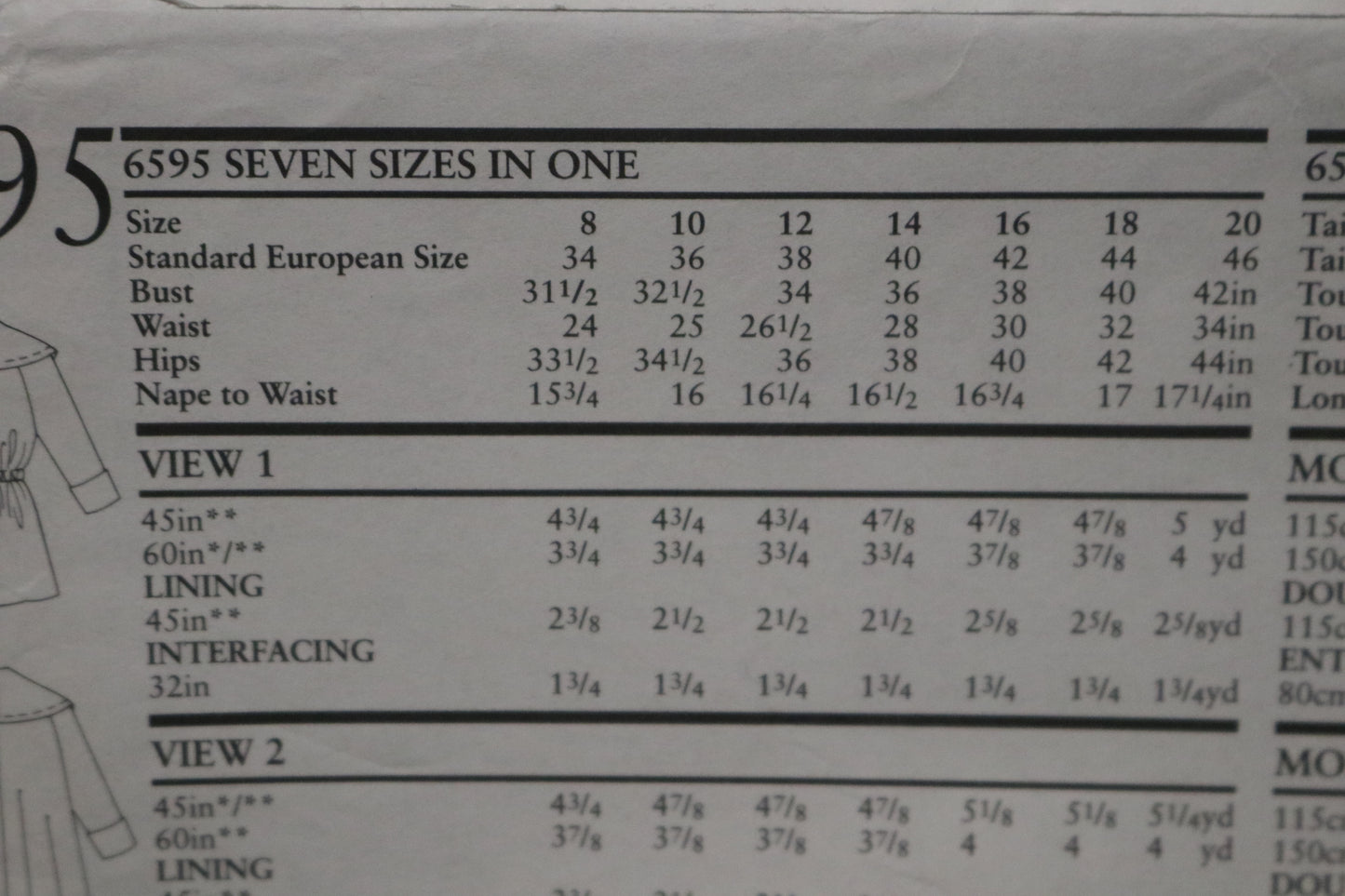 New Look 6595 Misses Jacket Sewing Pattern UNCUT Size 8 - 20