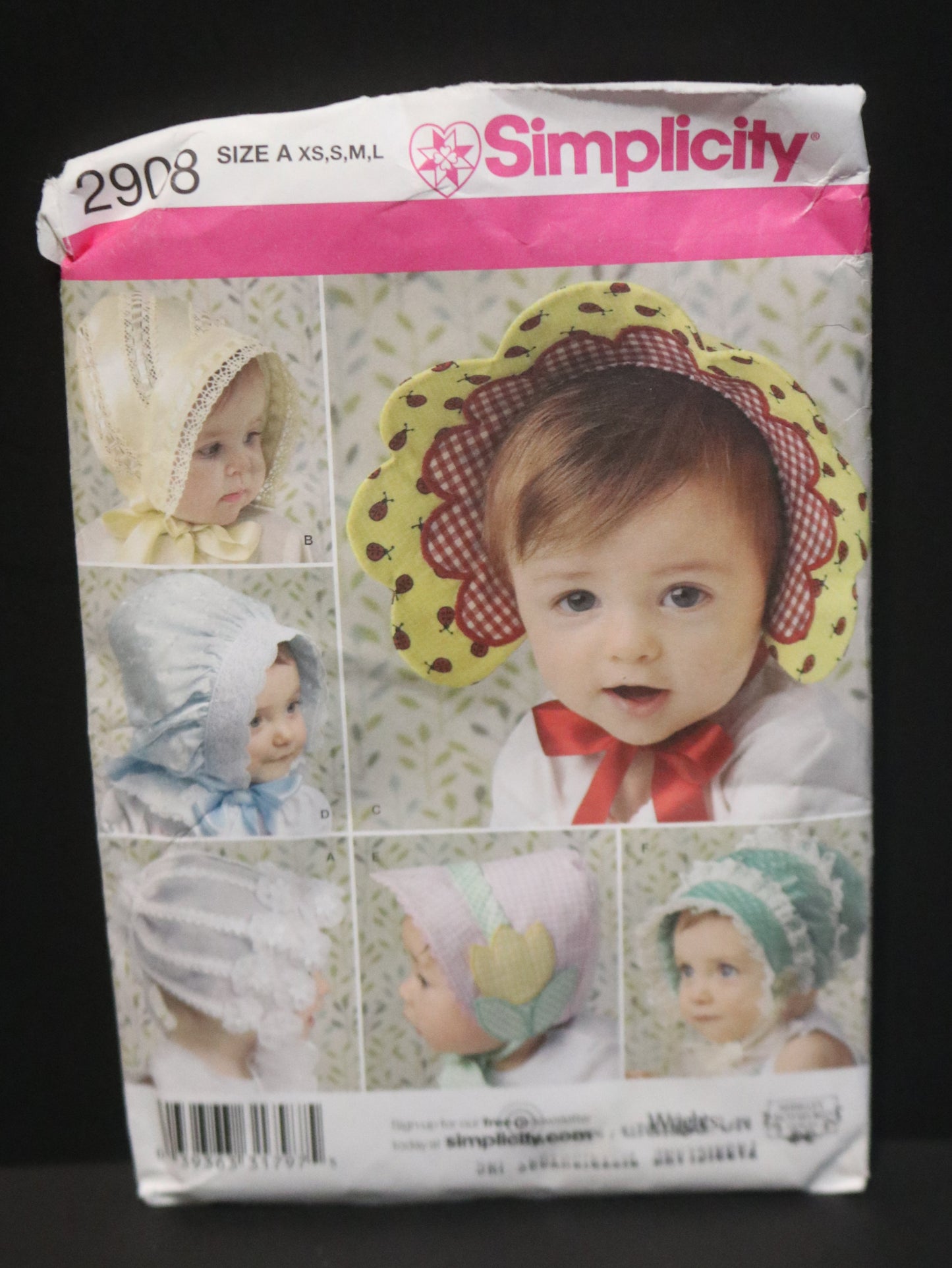 Simplicity 2908 Babies and Toddlers Hats in Four Sizes Sewing Pattern  - UNCUT - Size XS S M L