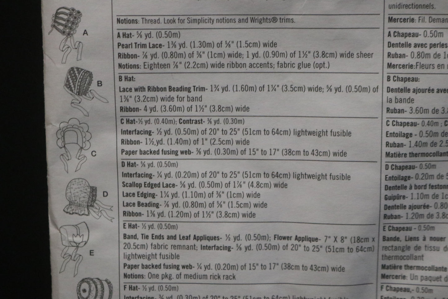 Simplicity 2908 Babies and Toddlers Hats in Four Sizes Sewing Pattern  - UNCUT - Size XS S M L