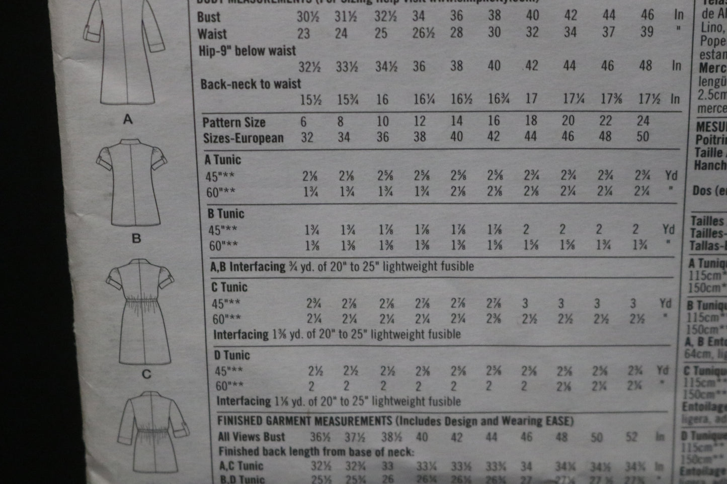 Simplicity 2365 Misses Tunic in Two Lengths with front variations Sewing Pattern - UNCUT - Size 6 8 10 12 14